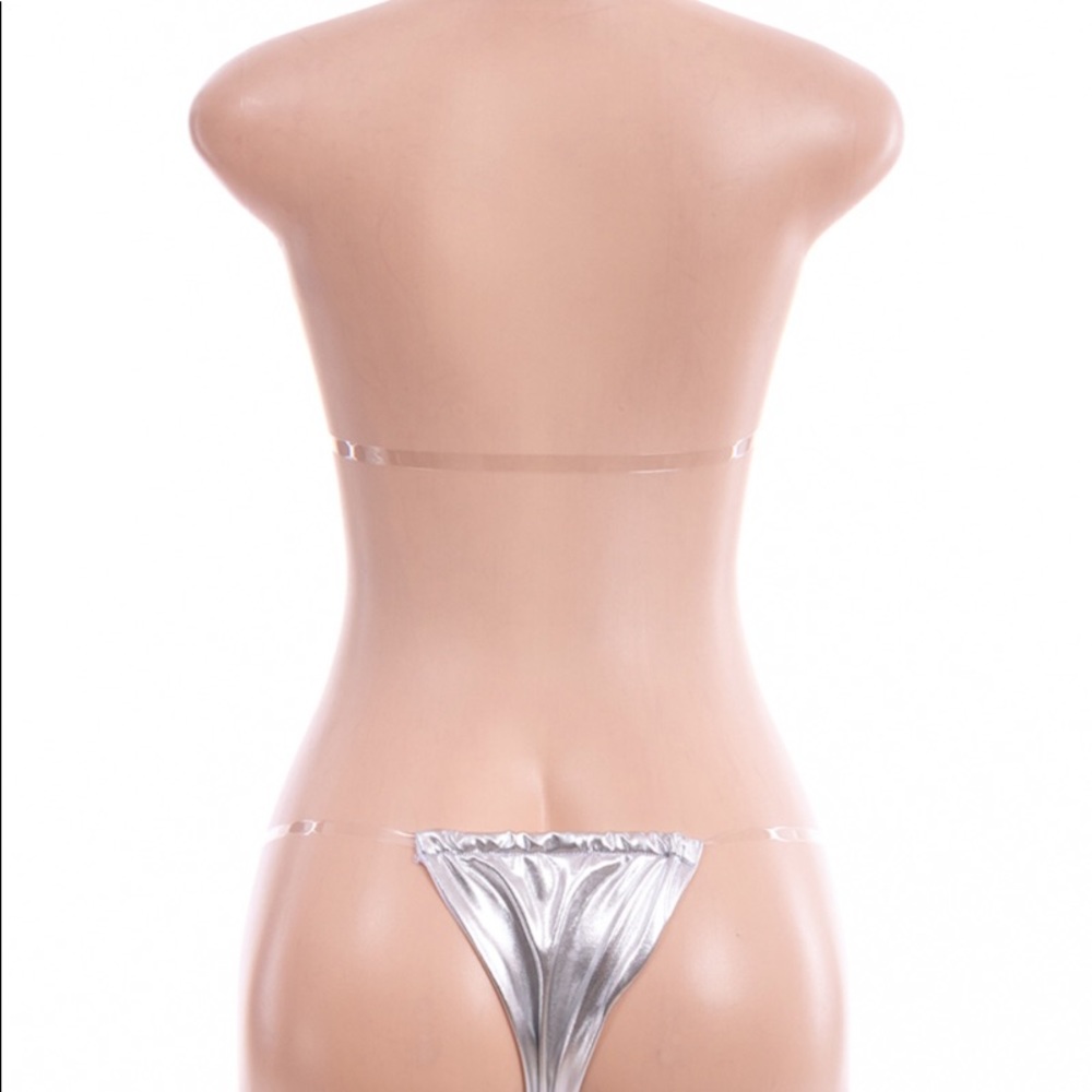 NEW‼️SILVER PADDED CLEAR STRAP - bikini - Picture 5 of 5
